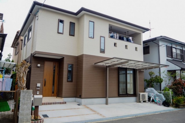 木津川市　新築　施工事例　カフェ風　ナチュラル　二階建て　注文住宅